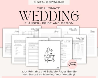 Bride & Groom Wedding Planner - Editable and Printable Planning Guide, Wedding Organizer, Ready-to-Print Kit