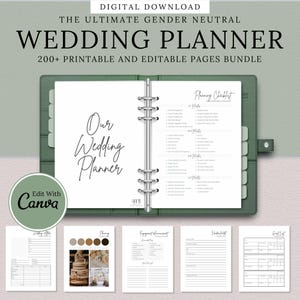 Gender-Neutral Printable Wedding Planner - Editable Planning Guide, Organizer & Planning Kit - Ready to Print, Instant Download