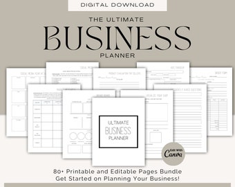 Minimalist Editable Business Planner, Printable Business Planner Bundle, Customizable Small Business Planner, Business Planner Template