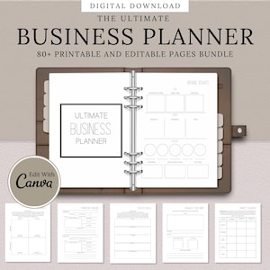 Planner aziendale minimalista modificabile, pacchetto di planner aziendali stampabili, planner per piccole imprese personalizzabile, modello di planner aziendale