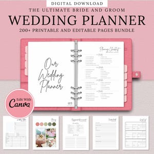 Bride & Groom Wedding Planner - Editable and Printable Planning Guide, Wedding Organizer, Ready-to-Print Kit