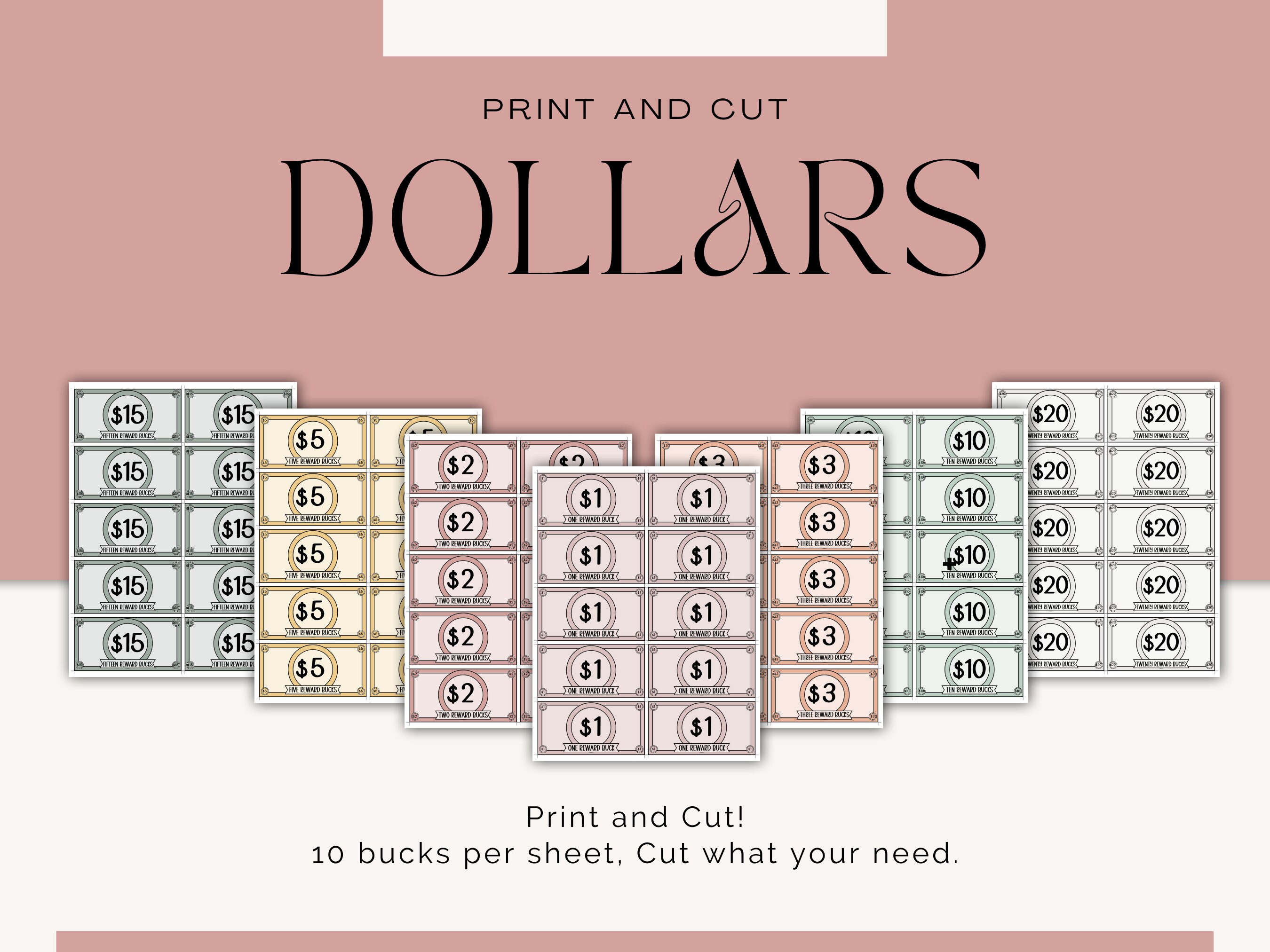 Earth Tones Editable Kids Reward Chart With Reward Bucks Allowance ...