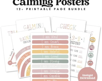Calming Posters-Earth Tones | Calming Techniques | Calming Corner | Emotions Chart | Montessori-inspired Homeschool Classroom Decor