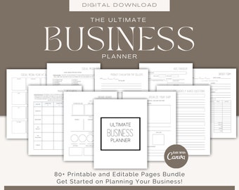 Minimalist Editable Business Planner, Printable Business Planner Bundle, Customizable Small Business Planner, Business Planner Template