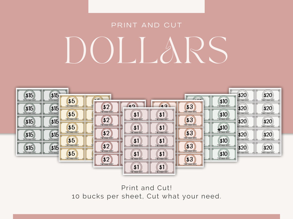 Earth Tones Editable Kids Reward Chart With Reward Bucks Allowance ...