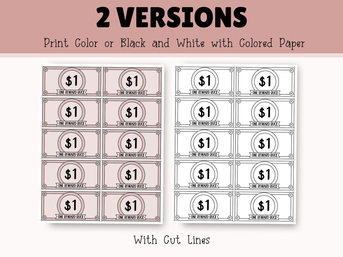Earth Tones Editable Kids Reward Chart With Reward Bucks Allowance ...