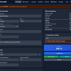 3D Print Toolkit — Pricing Calculator, Quote & Invoice Generator | Offline Single-File App | No Subscription
