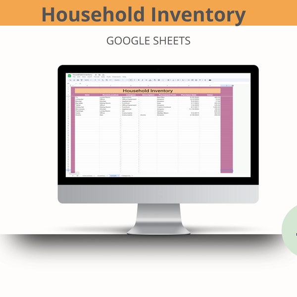 Home Inventory and Home Insurance,  Home Inventory Spreadsheet