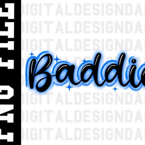 Blue Baddie Airbrush Effect  PNG 90s 2000s y2k Style Picture PNG Digital Download Image File