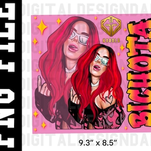 Karol G Red Hair Tumbler Wrap Sublimation New Bichota Collage  PNG Picture PNG Digital Download Image File