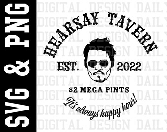 Johnny Depp Hearsay Tavern Mega pinte Happy Hour SVG et PNG pour l&#39;impression par sublimation Téléchargement numérique instantané