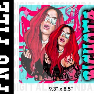Karol G Red Hair Tumbler Wrap Sublimation New Bichota Collage  PNG Picture PNG Digital Download Image File
