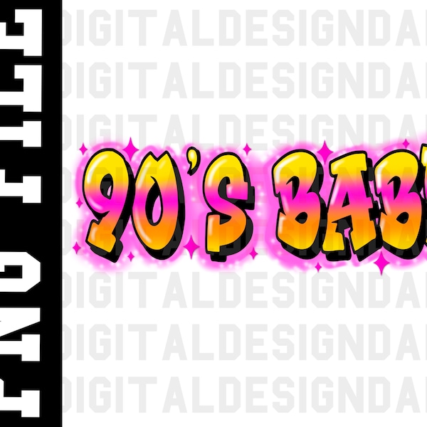 90s Baby Airbrush Effect PNG 90s 2000s y2k Style Picture PNG Digital Download Image File Sublimation