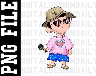 Baby Benito New! Un Verano Sin Ti PNG Bad Bunny with Bucket Hat and Microphone Print and Cut Sublimation Image Digital Download Image File