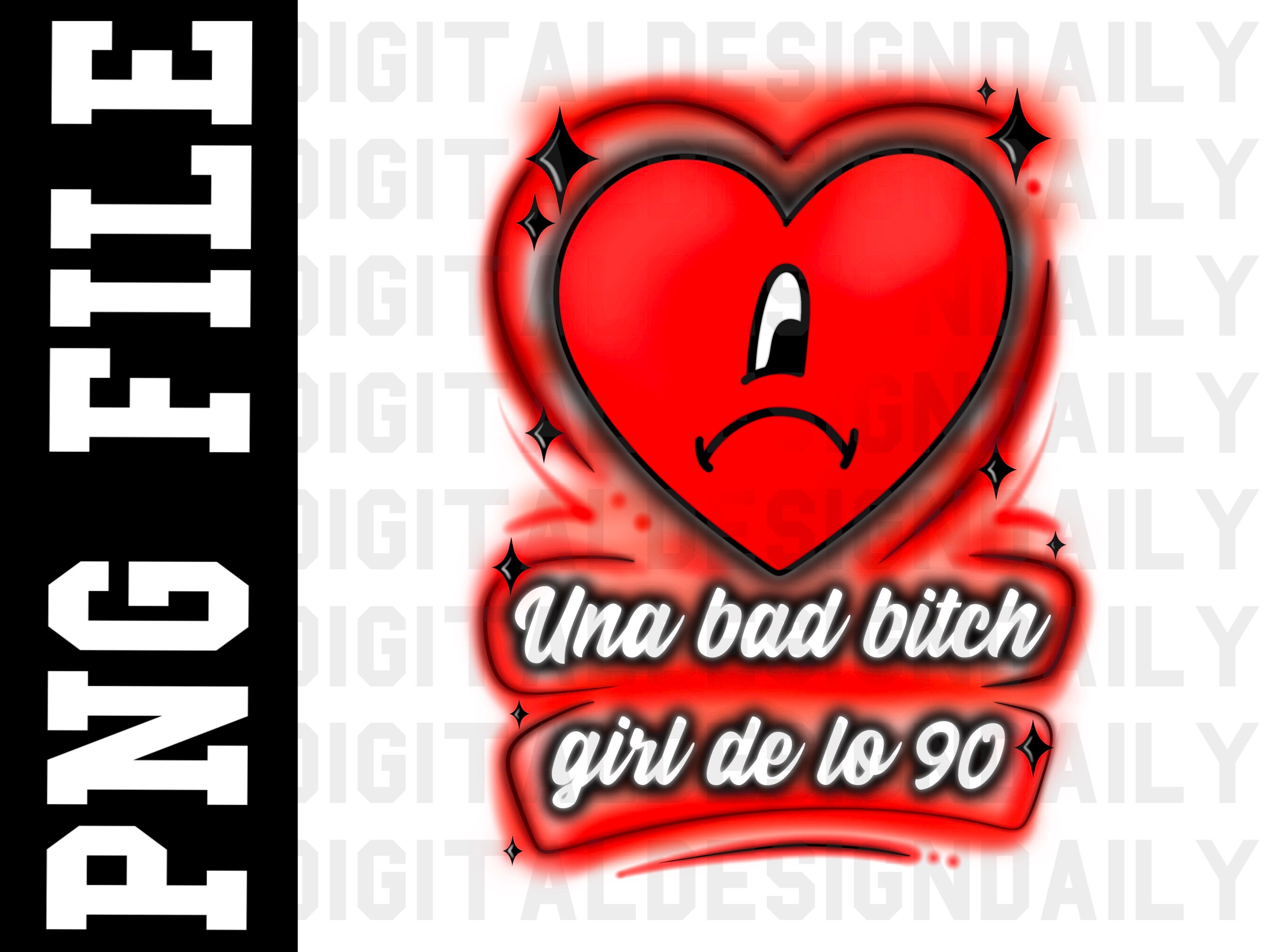 Bad Bunny Sublimation Airbrush Un Verano Sin Ti Una bad bitch girl de lo 90 Worlds Hottest Tour Image PNG à téléchargement numérique