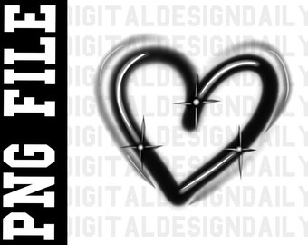 Heart Airbrush Effect  PNG 90s 2000s y2k Style Picture PNG Digital Download Image File