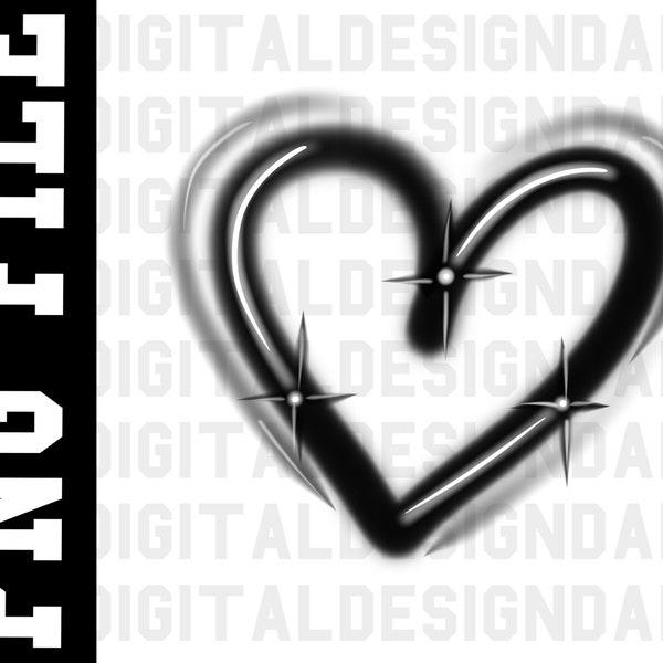 Heart Airbrush Effect  PNG 90s 2000s y2k Style Picture PNG Digital Download Image File