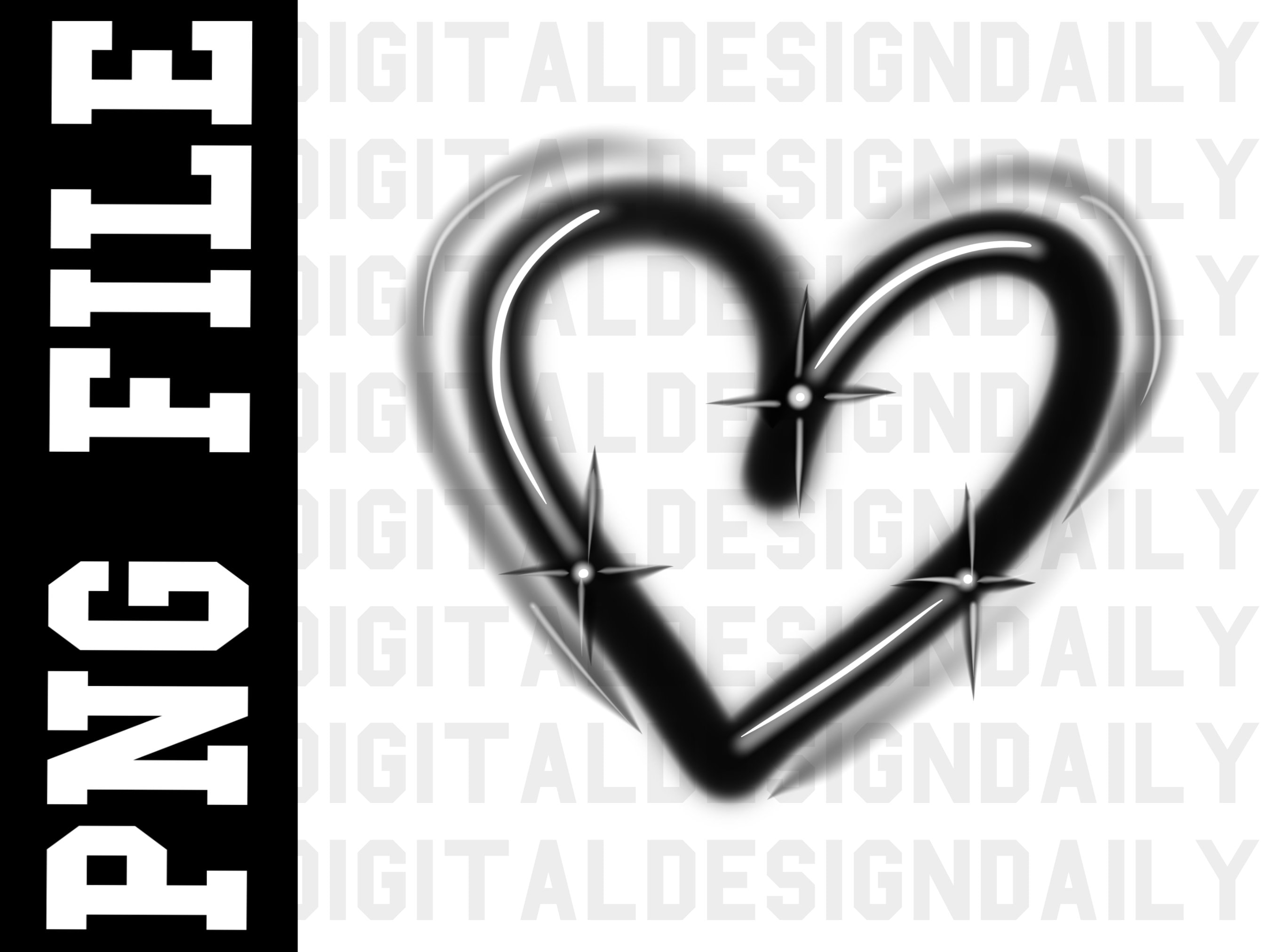 Heart Airbrush Effect PNG 90s 2000s Y2k Style Picture PNG Etsy