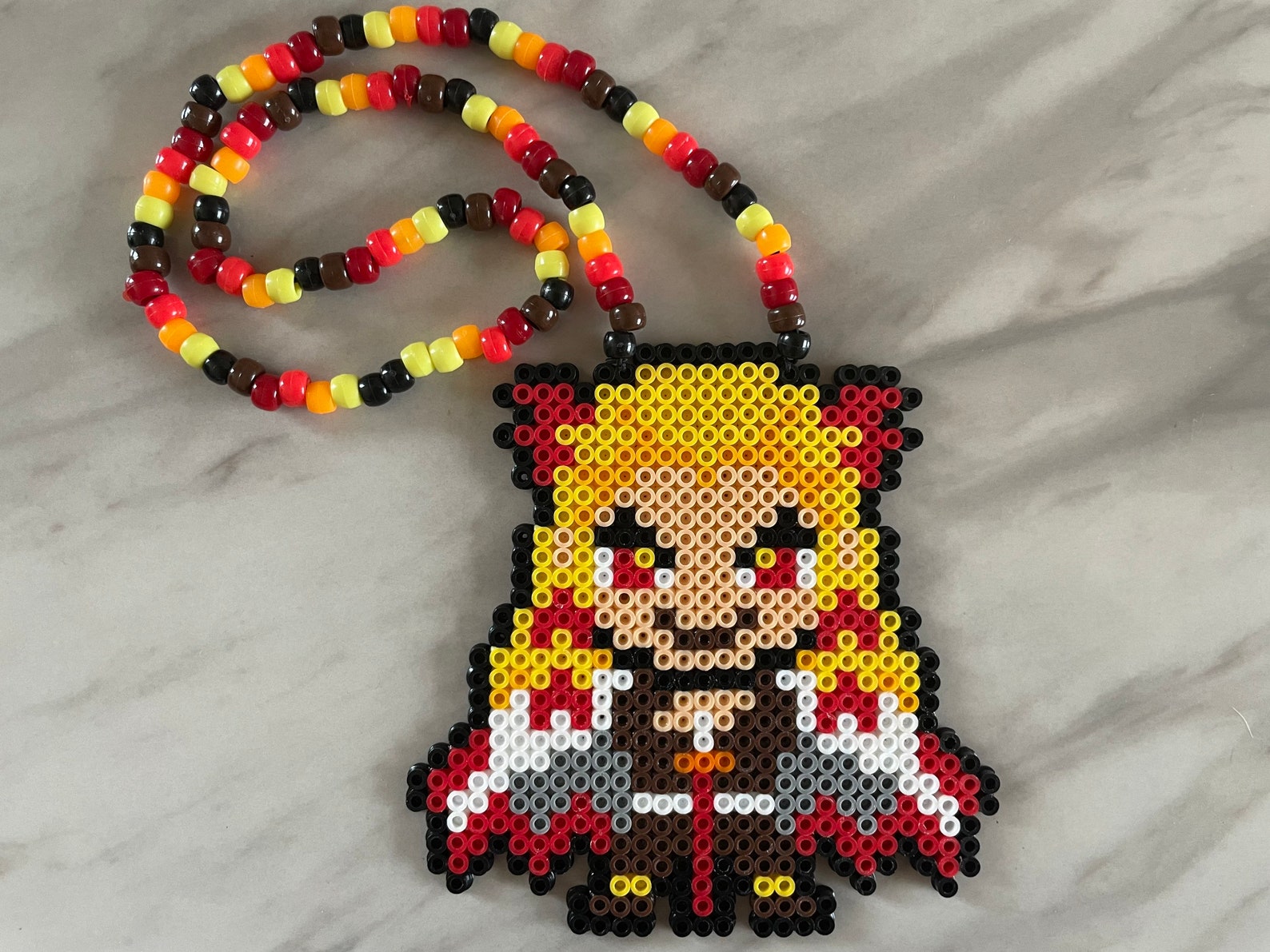Demon Slayer Perler Kandi Necklace Kyōjurō - Etsy