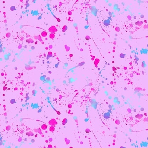 Paint Splatter Printed DBP Fabric.  Available in White/Fuchsia and Lilac/Fuchsia.  Fabric by the yard.