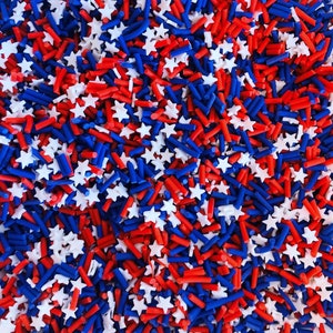 Fake Bake Polymer Clay 4th of July  Star Sprinkles.  Available in 20 gram packets