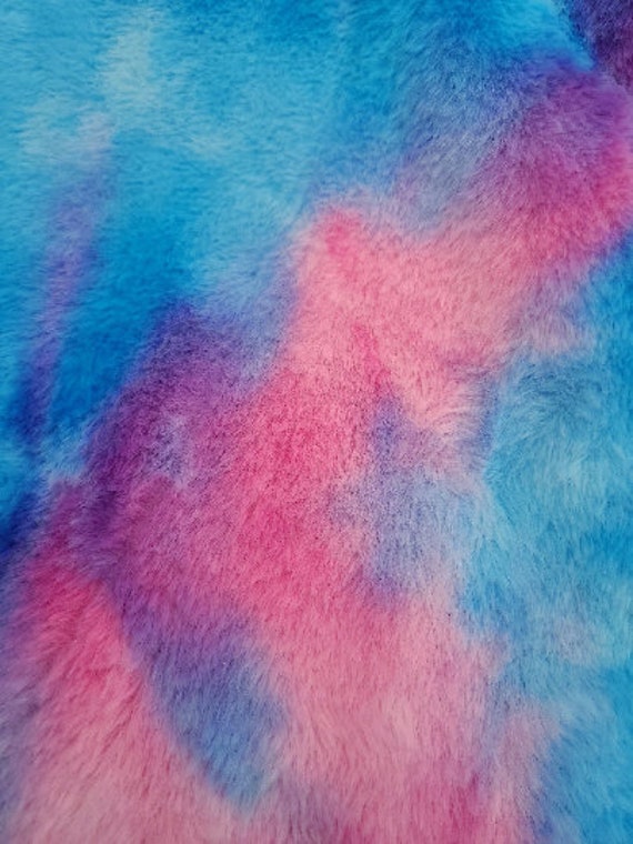 Tie Dye Faux Fur Fabric Pink/blue. Fabric by the Yard Etsy