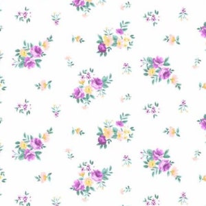 Ditsy Floral Bouquets Printed DBP Fabric.  Available in multiple colors.  Fabric by the yard.