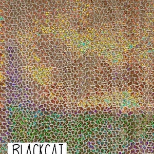 May include: Close-up of iridescent fabric with a textured, scaly pattern in shades of brown, gold, and green. The fabric is shimmering and reflective, with a subtle rainbow effect. The text "BLACKCAT STUDIO" is visible at the bottom of the image.