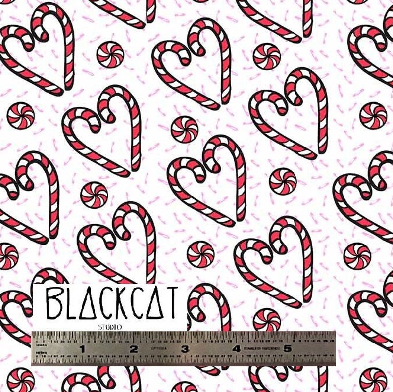Candy Cane Ruler Heart Candy Canes Printed DBP Fabric. Available in Multiple Colors ...