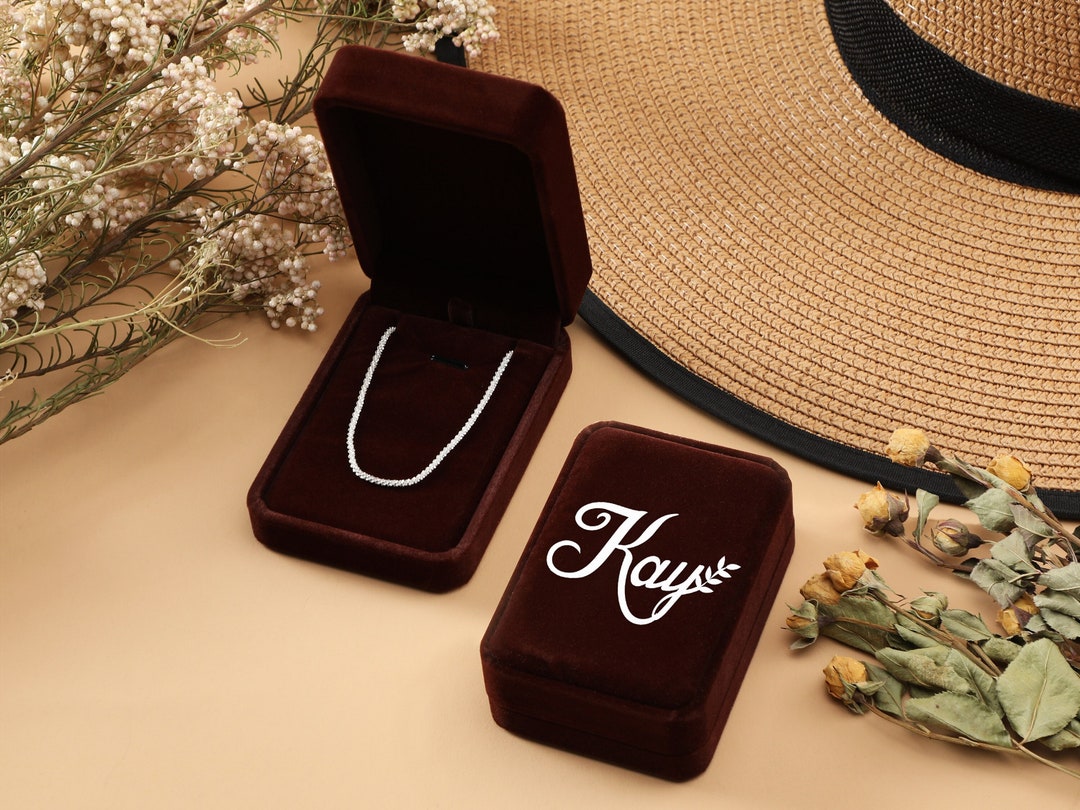 Monogram Velvet Necklace Box, Custom Velvet Gift Box for Bracelet