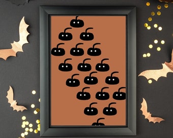 Halloween wall decor, Halloween home decor, Halloween decorations, Halloween printable art, Jack-o-lantern wall print, pumpkin wall decor