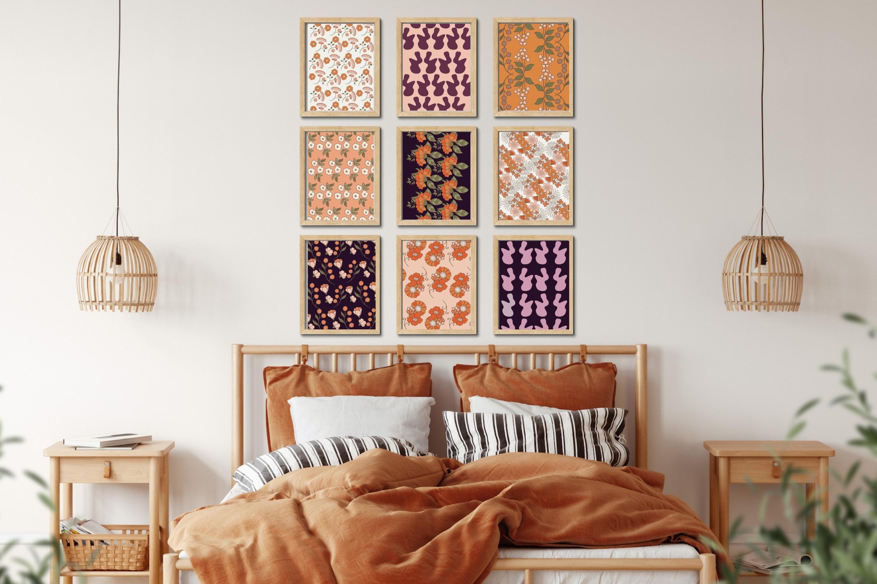 Botanical Gallery Wall Set, Retro Floral Print, Downloadable Gallery