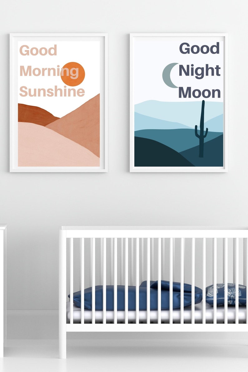 Nursery Wall Art, Boho Nursery Print Set, Modern Nursery Wall Art, Good Morning Sunshine Good