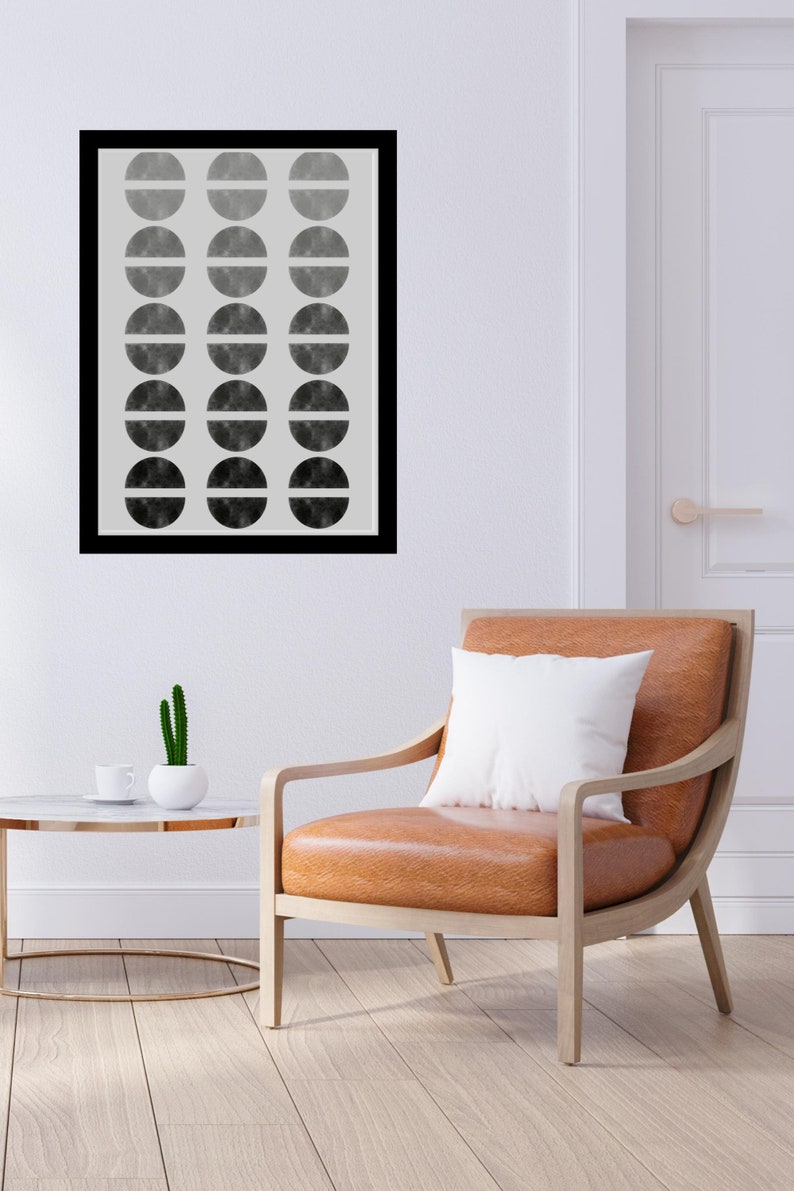 Mid Century Modern Wall Art, Abstract Geometric Semi Circles, Retro ...