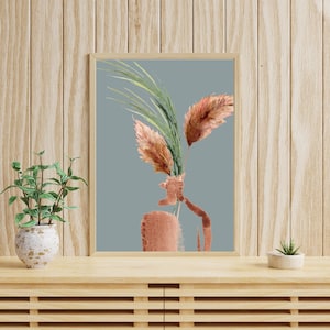 pampa, downloaded art print, tall pampas, vase with pampas, ornamental grasses, pampas grasses, sage botanical print, blush floral prints