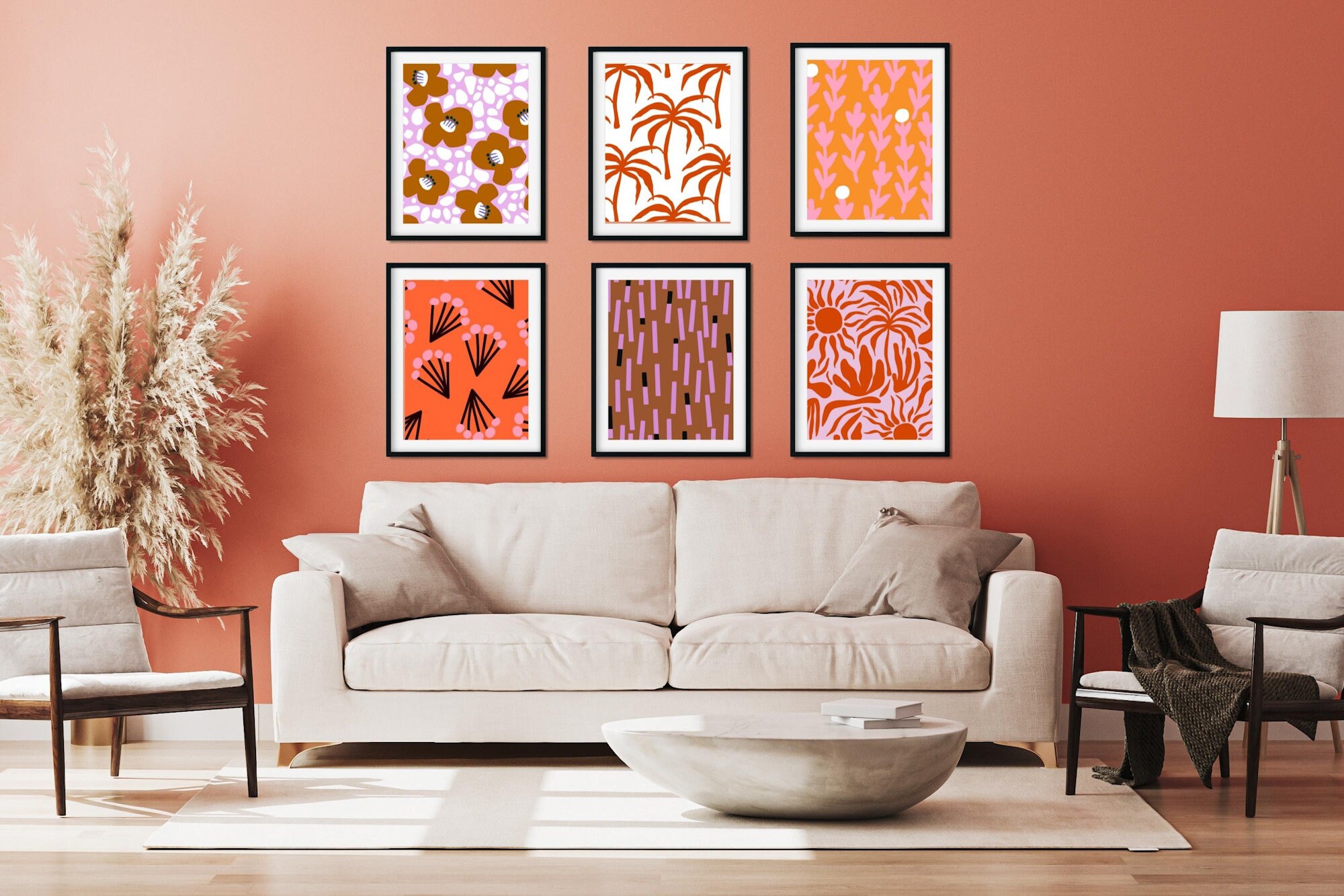 Orange and Pink Wall Art Colorful Wall Art Gallery Wall Art Etsy