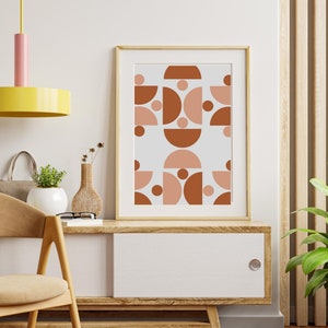 semicircle, circle print wall art, retro abstract, geometric semicircle, circle printable wall decor, brown, beige semi circle boho wall art