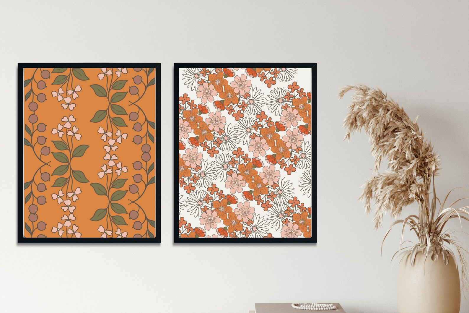 Botanical Gallery Wall Set, Retro Floral Print, Downloadable Gallery
