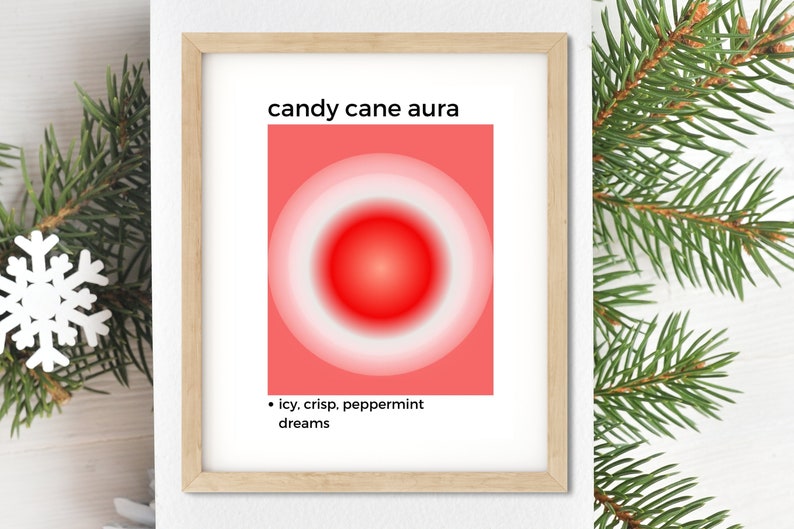 Gradient Peppermint Gradient Aura Poster, Modern Christmas Decor, Colorful Christmas Decor ...