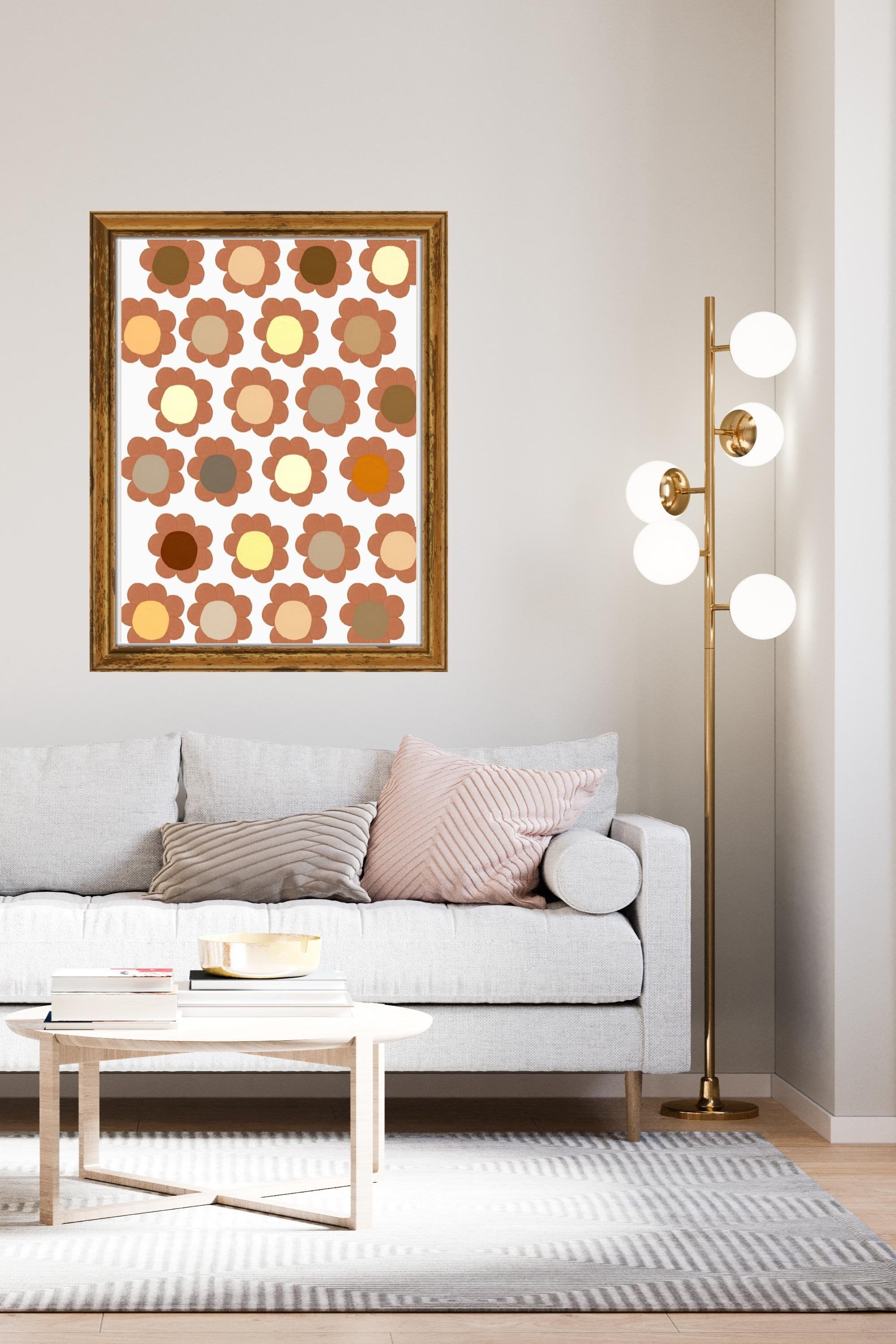 70s Floral Pattern Print, Hippie Decor, Retro 60s Home Decor, 70s ...