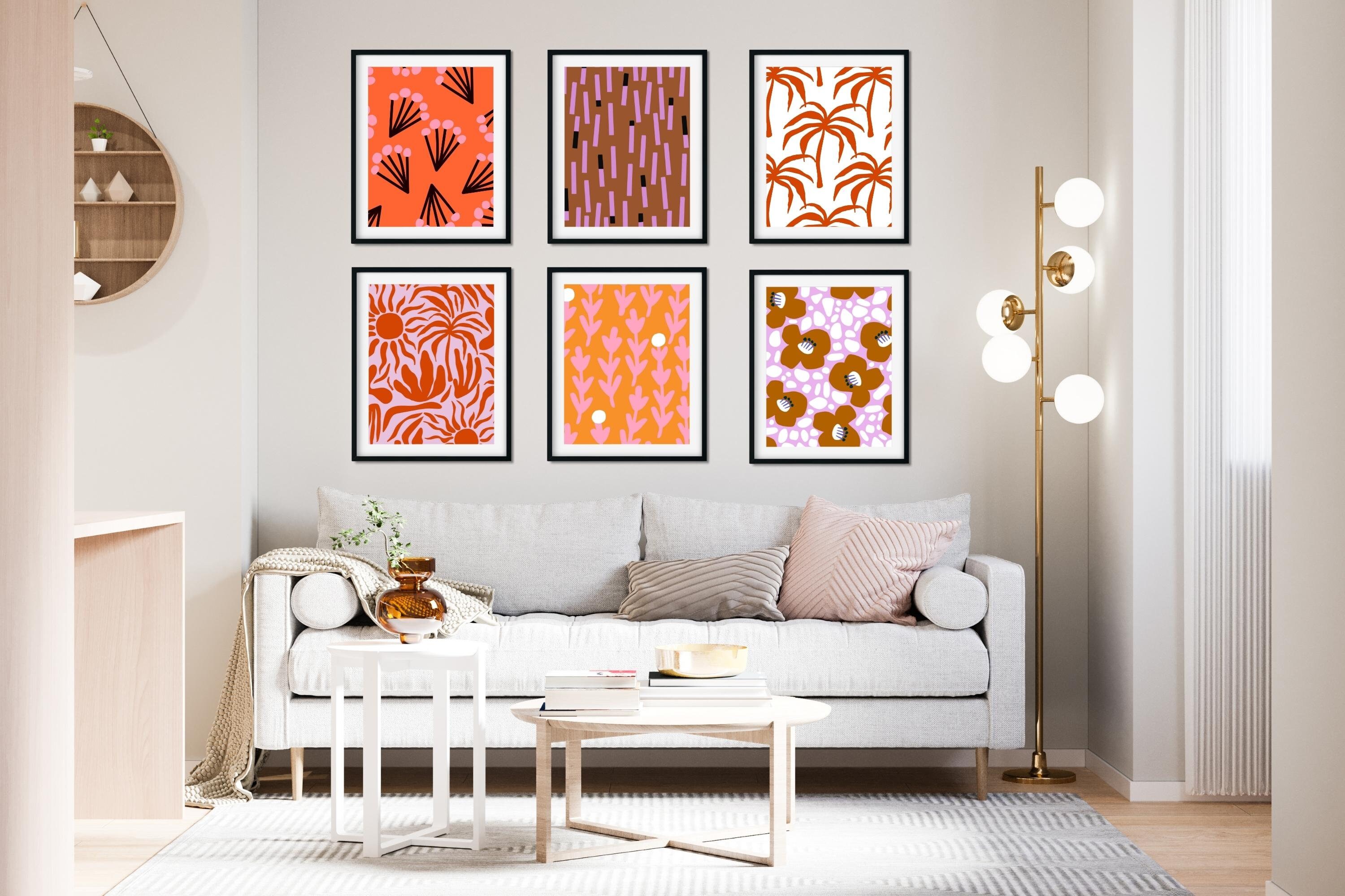 Orange and Pink Wall Art Colorful Wall Art Gallery Wall Art Etsy