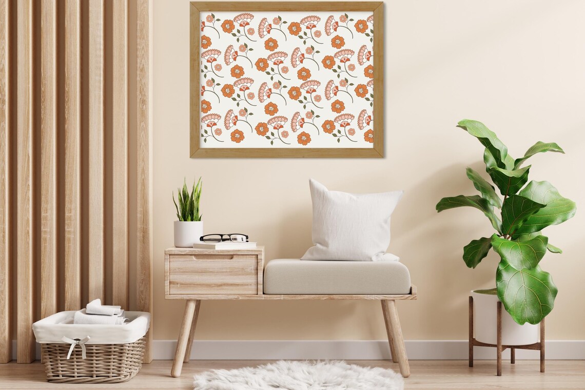 Botanical Gallery Wall Set, Retro Floral Print, Downloadable Gallery