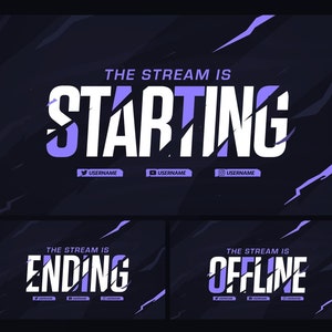 Purple Stream Overlay Package: Clean Twitch Template (PSD+PNG)