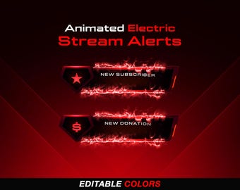 Animated Electric Stream Alerts // Animated Twitch Alerts // Red Stream Alerts // Electric Alerts // Twitch Alerts
