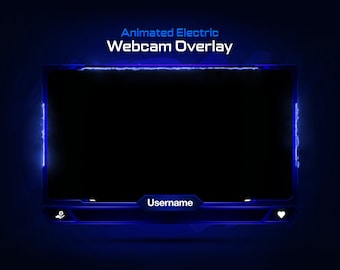 Blue Electric Animated Webcam Overlay: Twitch Stream Template
