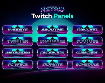 Retro Twitch Panels Template // Stream Panels