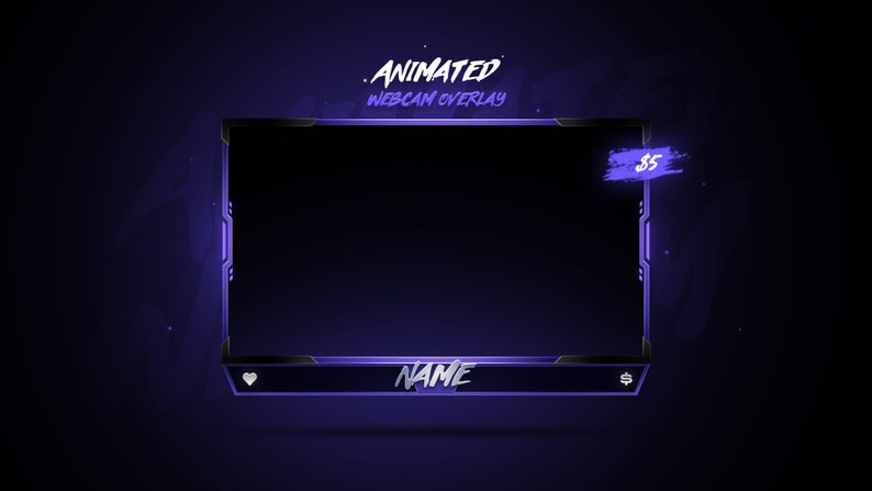 Clean Twitch Overlay Animated Webcam Overlay/Twitch Stream Overlays/Facecam Overlay/Facecam Animated image 1