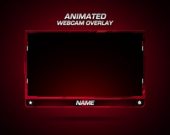 Clean Webcam Overlay Template // Animated Red Webcam Overlay for Streamers // Twitch Overlay // Stream Overlay