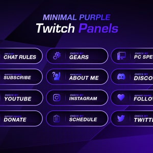 Lila Twitch Panels Pack || Minimal Twitch Panels Template || Info twitch Panels