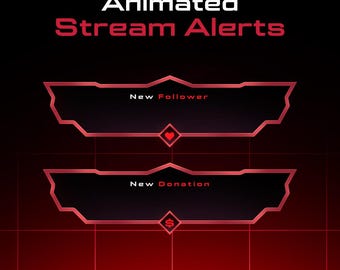 Animated Red Stream Alerts // Minimal Overlays // Stream Overlay